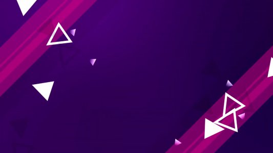 Animação de introdução com fundo roxo e triângulos brancos