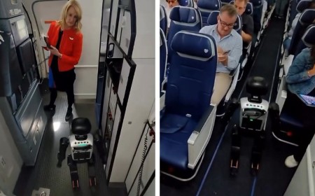 Robô viaja de avião como passageiro, vira alvo de nova regra e reclama de proibição: 'Conspiração'